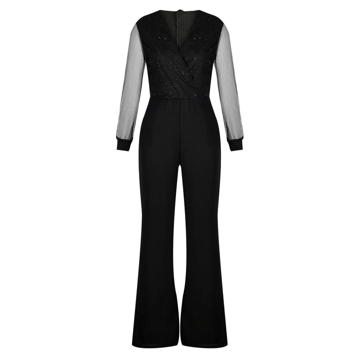 Comfortabele zwarte vrijetijds jumpsuit voor dames. Ontspannen stijl van Hoymans kleding.
