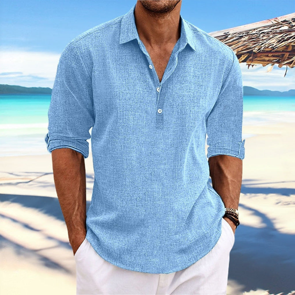 Stijlvol en veelzijdig heren Henley shirt met lange mouwen, lichtgewicht voor lente, zomer en casual outfits.