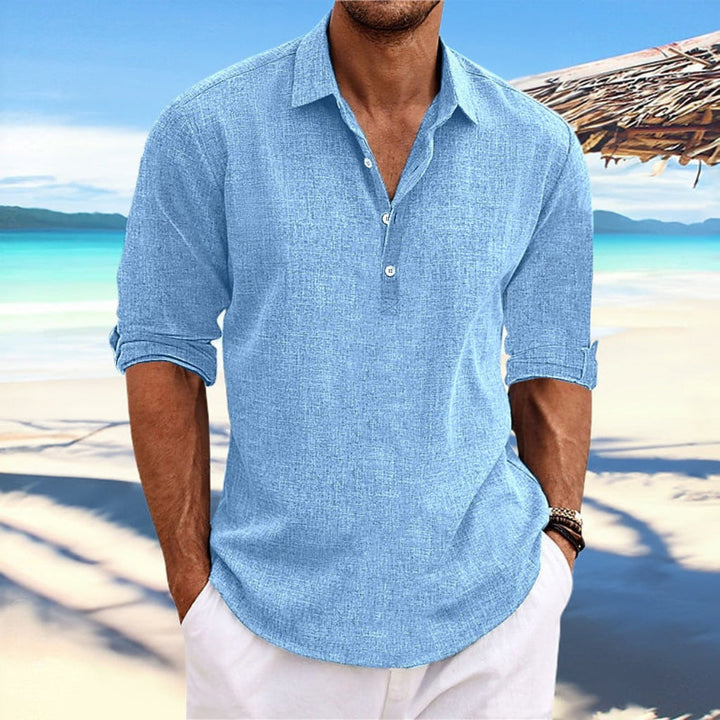 Stijlvol en veelzijdig heren Henley shirt met lange mouwen, lichtgewicht voor lente, zomer en casual outfits.