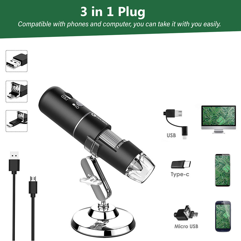 Digitale microscoop camera met USB voor PC. Perfect voor wetenschap, gedetailleerde macroscopie en educatie.
