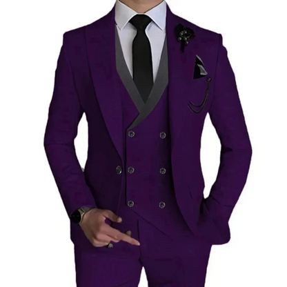 "Cambridge 3-delig slim fit pak heren: tijdloze, elegante set met blazer, vest en pantalon in luxe stretchstof."