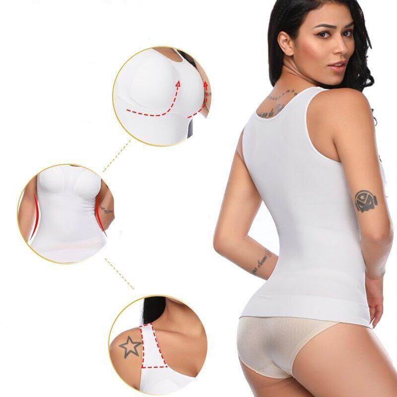 Premium dames afslank cami body shaper, combineert comfort, shaping en een onzichtbare pasvorm.