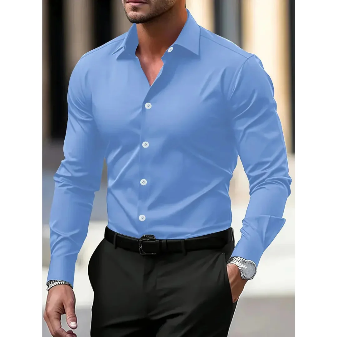 Casual slim fit herenoverhemd, lange mouwen, klassieke kraag. Comfortabel en stijlvol voor ontspannen herenmode momenten.