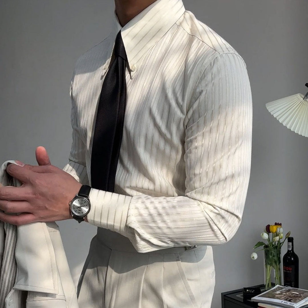 Veelzijdig gestreept heren overhemd met lange mouwen, draagbaar casual of formeel, een must-have in elke garderobe.