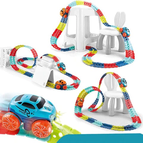 Educatieve magnetische racebaan bouwset; flexibel speelgoed voor creatieve kinderen.