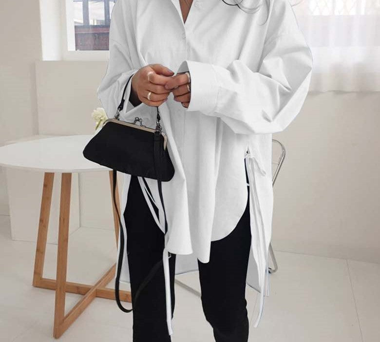 Trendy loose fit oversized blouse voor dames, met lange mouwen, geschikt voor elke lichaamsbouw.