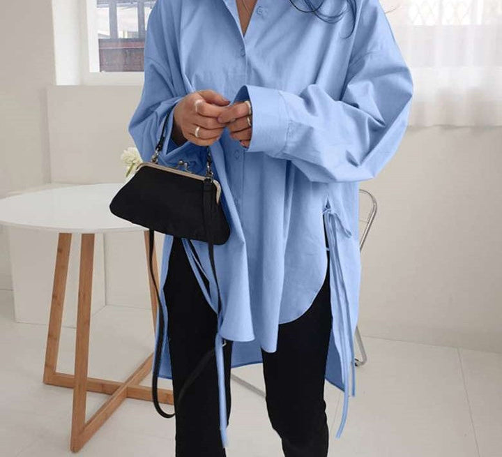 Dames oversized blouse met lange mouwen, stijlvolle loose fit, ideaal voor dagelijkse mode en comfort.