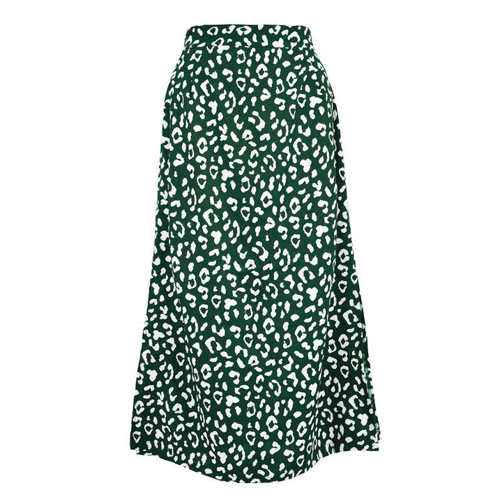Dameskleding: modieuze maxi-rok met dierenprint (leopard) en split, ideaal voor een trendy zomerlook.