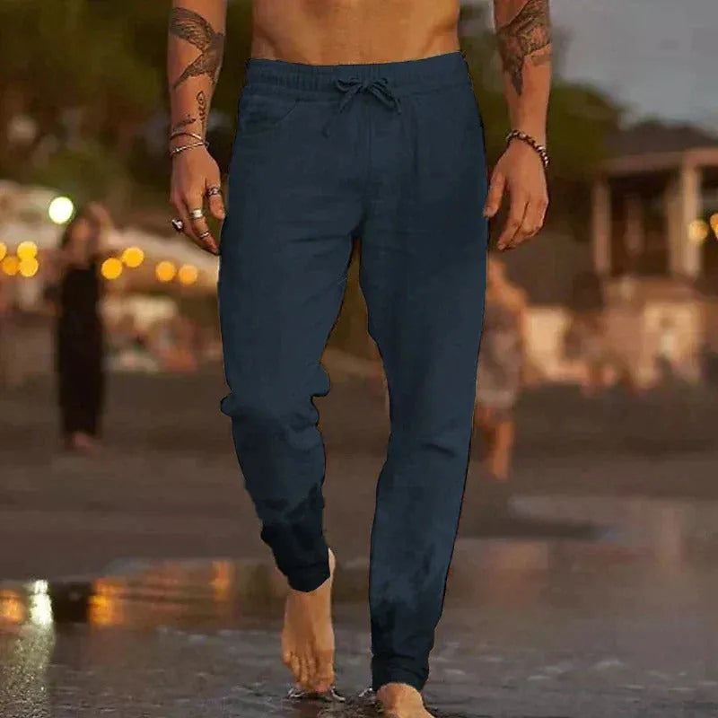 Heren trekkoord joggers, ideaal voor zomerse casual outfits, sportief en comfortabel.