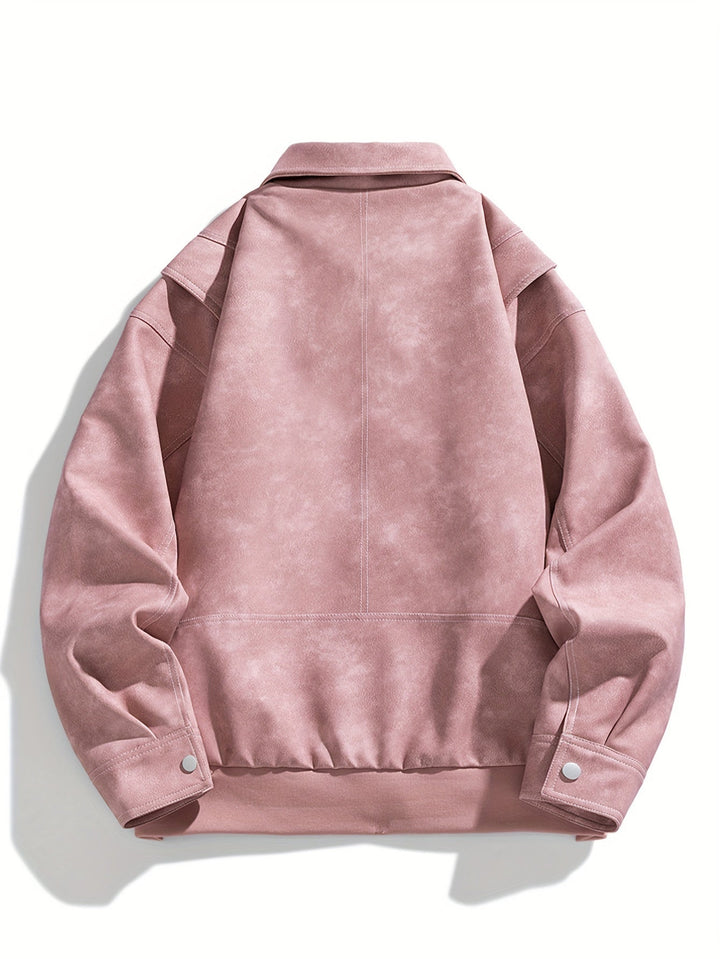 Elegante herenjas met verborgen knopen en een stijlvolle klepkraag, perfect voor business casual.