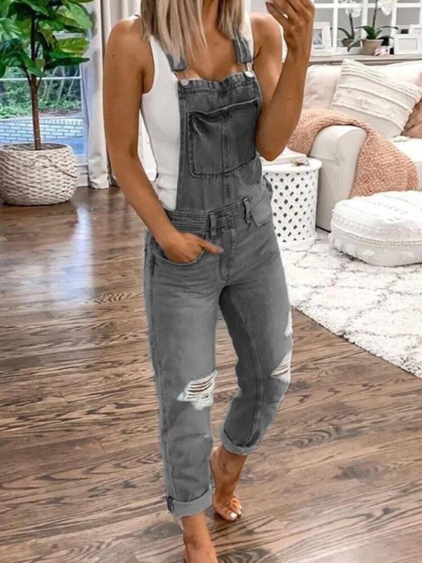 Lichtblauwe Hoymans dames jumpsuit, stijlvol en comfortabel, eendelige outfit met dubbele bandjes voor een elegante look.