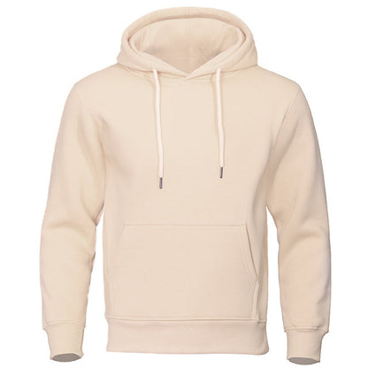 "Casual heren hoodie met zachte fleece, capuchon en kangoeroezak; comfortabele pasvorm voor dagelijks gebruik."