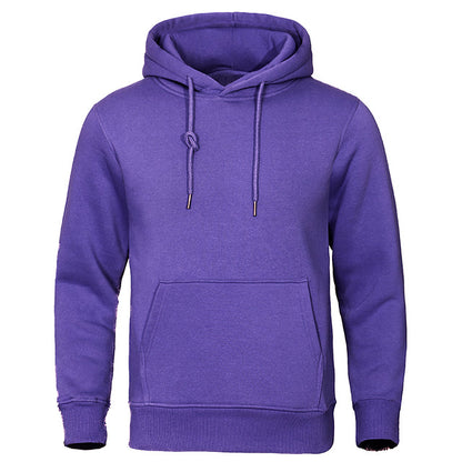 "Casual heren hoodie met zachte fleece, capuchon en kangoeroezak; comfortabele pasvorm voor dagelijks gebruik."