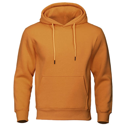 "Casual heren hoodie met zachte fleece, capuchon en kangoeroezak; comfortabele pasvorm voor dagelijks gebruik."