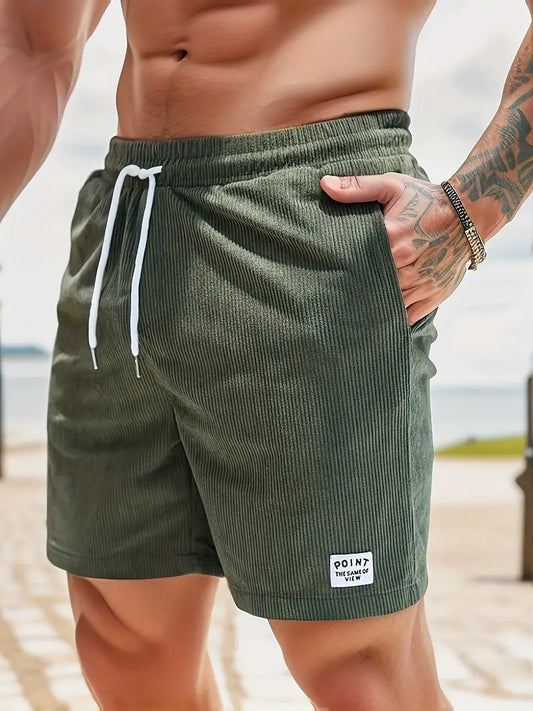 "Casual heren zwembroek met elastische taille en trendy design, ideaal voor strand en zwembad."