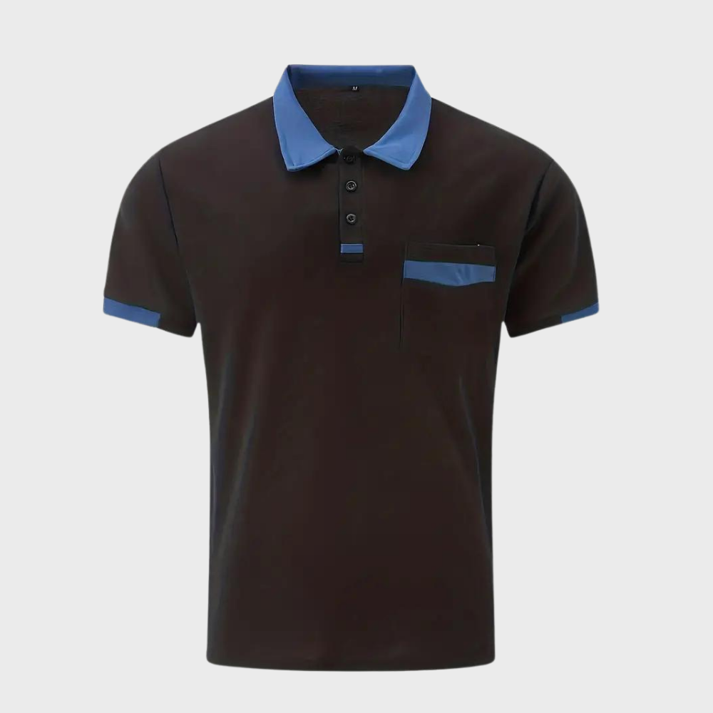 "Casual herenpolo in polyester, stijlvol ontwerp met knopen en korte mouwen, ademend en kreukbestendig."