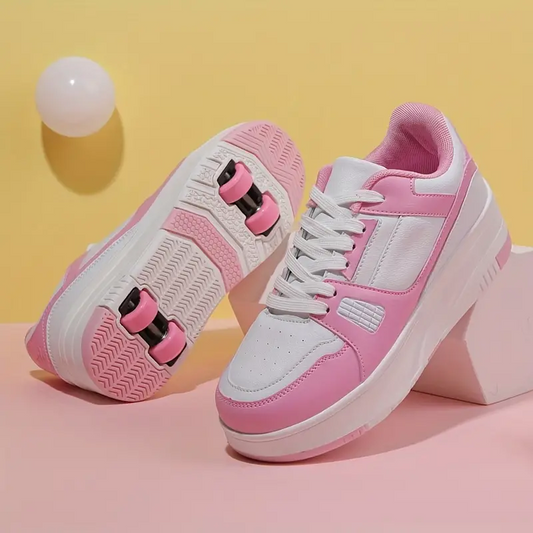 "Casual rollersportschoenen Donny met afneembare wieltjes, kleurrijk en flexibel ontwerp, ideaal voor kinderen."