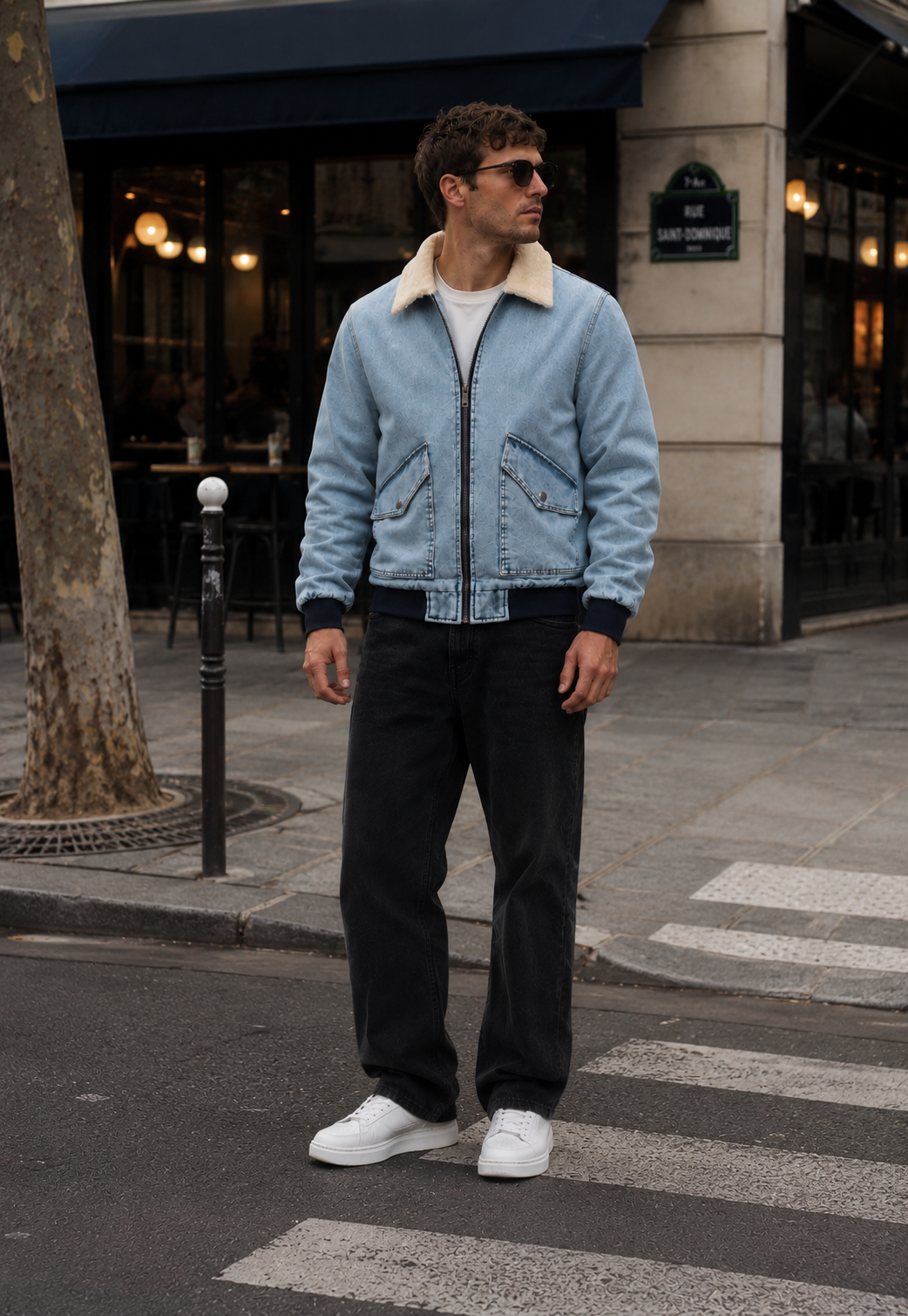 Stijlvol heren spijkerjack met zachte schapenvachtlook voering, perfect voor een casual look.