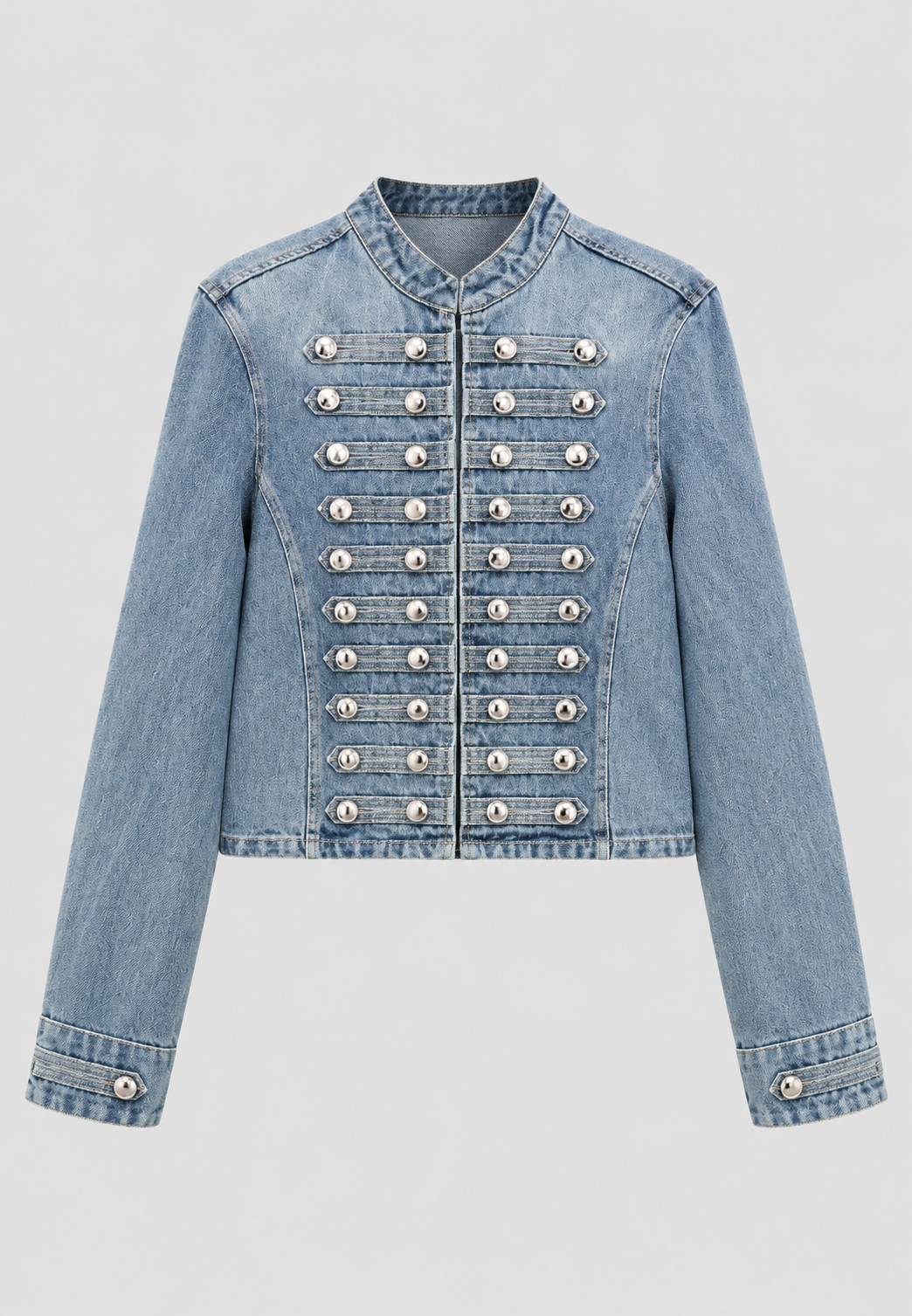 Modieuze dames jas, getailleerd kort model met maokraag, perfect voor een chique look.