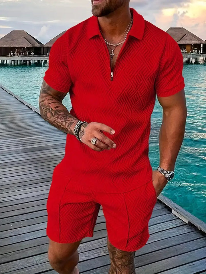 Elegante top van de herenset Lucas, comfortabel katoen/polyester T-shirt voor stijlvolle herenmode in de zomer.