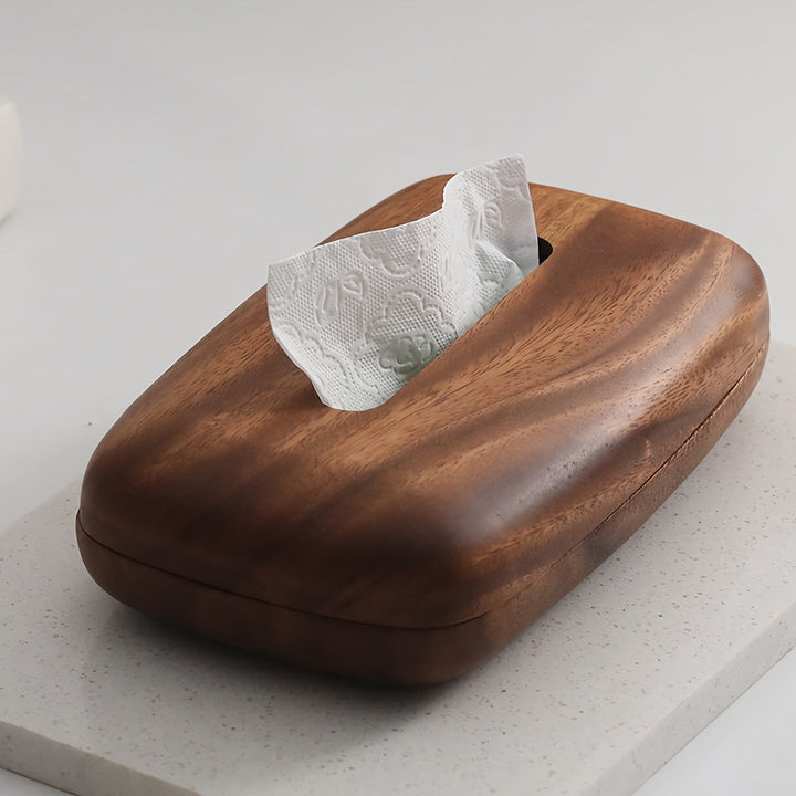 Walnoten tissuebox houder voor rechthoekige tissues. Elegant, praktisch design voor elk interieur.