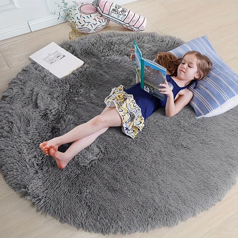 Antislip rond vloerkleed Clouda, duurzaam polyester, ideaal voor drukbezochte plekken.