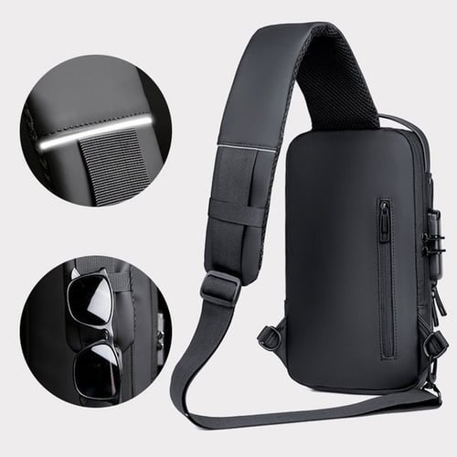 Praktische heren tas voor veilig opbergen van essentials, met anti-diefstal slot en USB oplaadmogelijkheid.