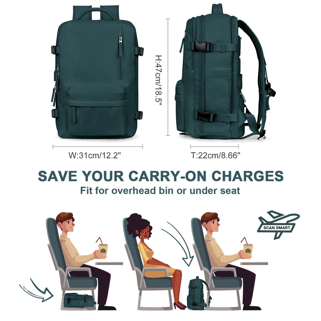 Ergonomische 35L reisrugzak, waterdicht en anti-diefstal, met handige USB-poort voor onderweg opladen.