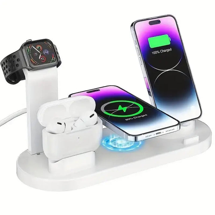 Chargix wit draadloos oplaadstation, houdt bureau netjes. Oplader voor Apple iPhone, Watch, AirPods.