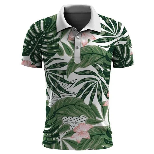Tropische zomerpolo heren, ademend en chic. Ideaal voor een stijlvolle, comfortabele look. Poloshirt voor warme zomerdagen.
