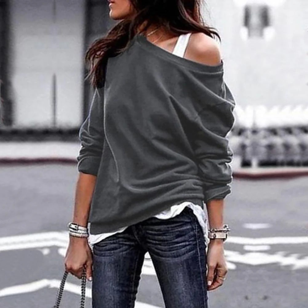 "Chique off-shoulder damestrui, één blote schouder, elegant en vrouwelijk design, ideaal voor elke gelegenheid."