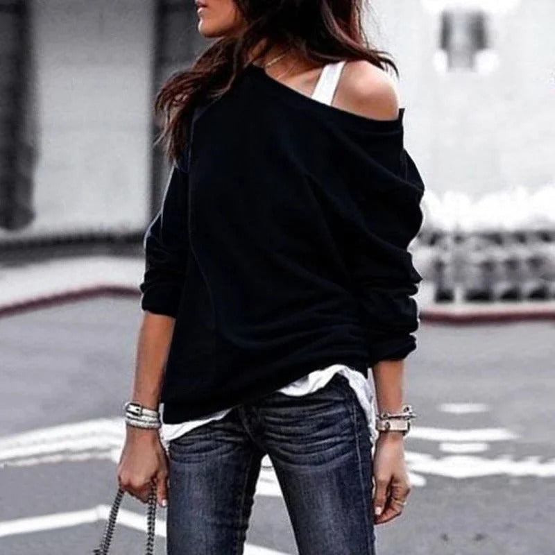 "Chique off-shoulder damestrui, één blote schouder, elegant en vrouwelijk design, ideaal voor elke gelegenheid."