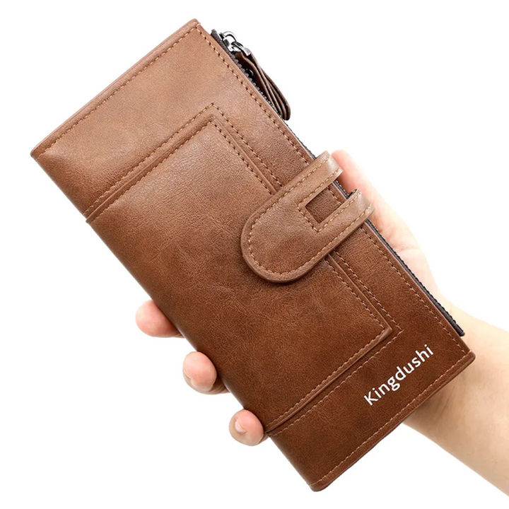 Stijlvolle unisex lange portemonnee van echt leer, ideaal voor dagelijks gebruik.