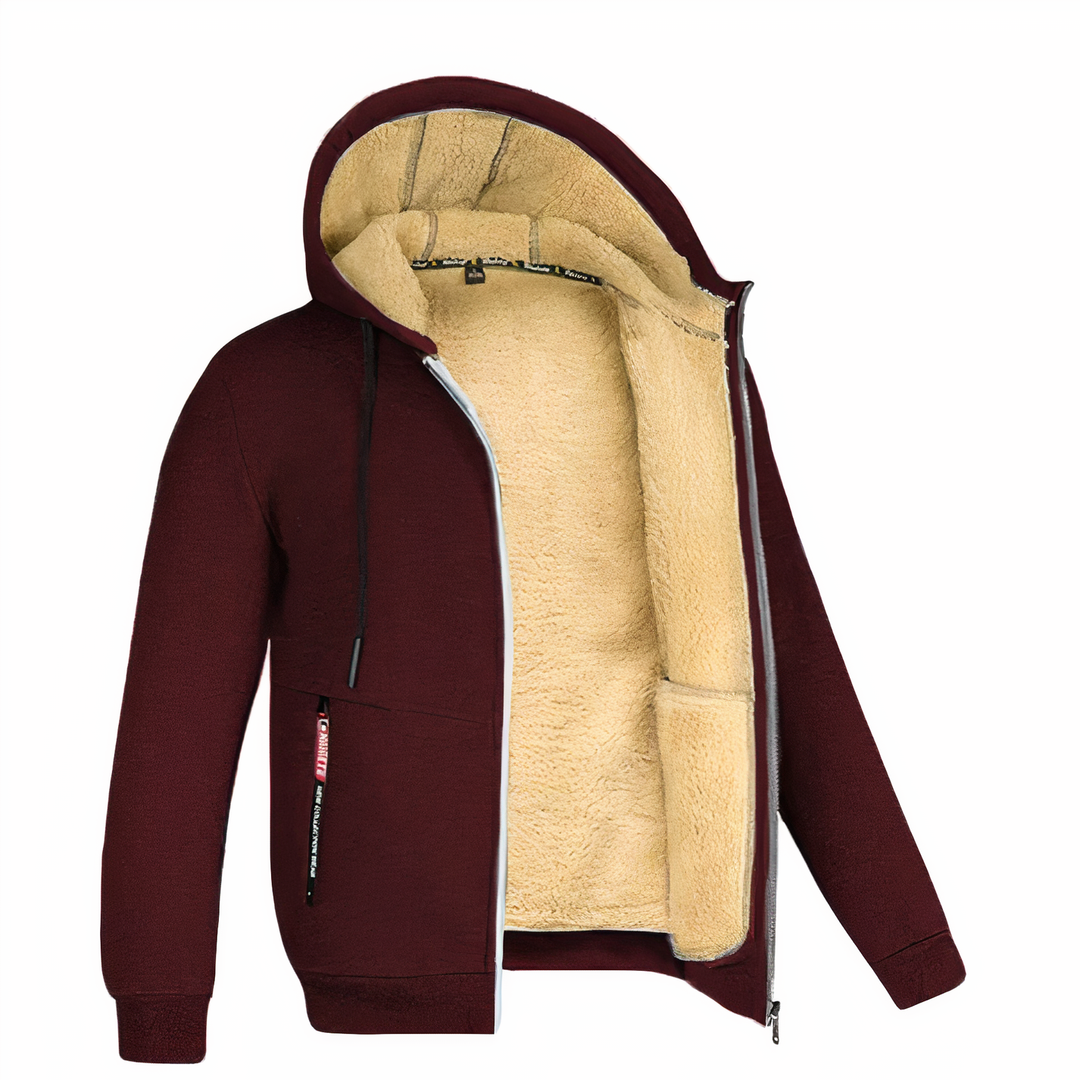 Heren warm sweatvest met capuchon en ritssluiting, ideaal voor casual wintermode.