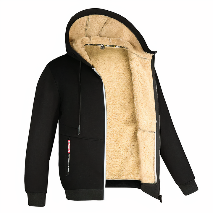Casual heren hoodie met rits en capuchon, perfect voor vrijetijdskleding in de winter.