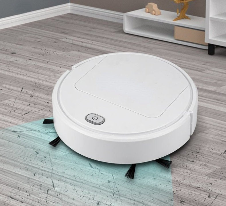 Compacte robotstofzuiger met vol stofreservoir, toont effectieve reiniging van stof en dierharen in huis.