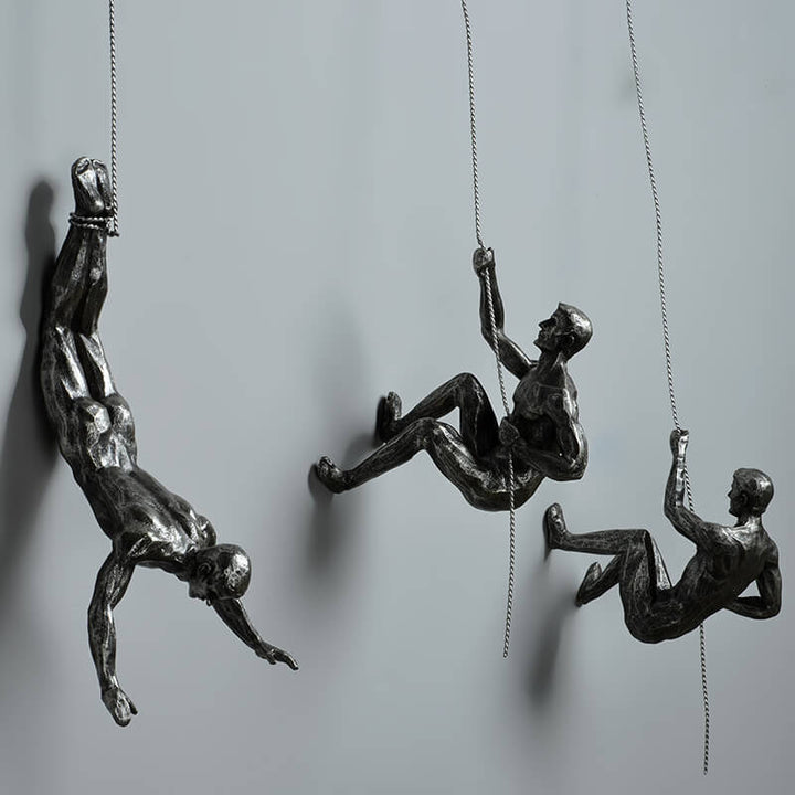 PeakFigures bergbeklimmer sculptuur, unieke muurdecoratie die inspireert tot nieuwe hoogtes.