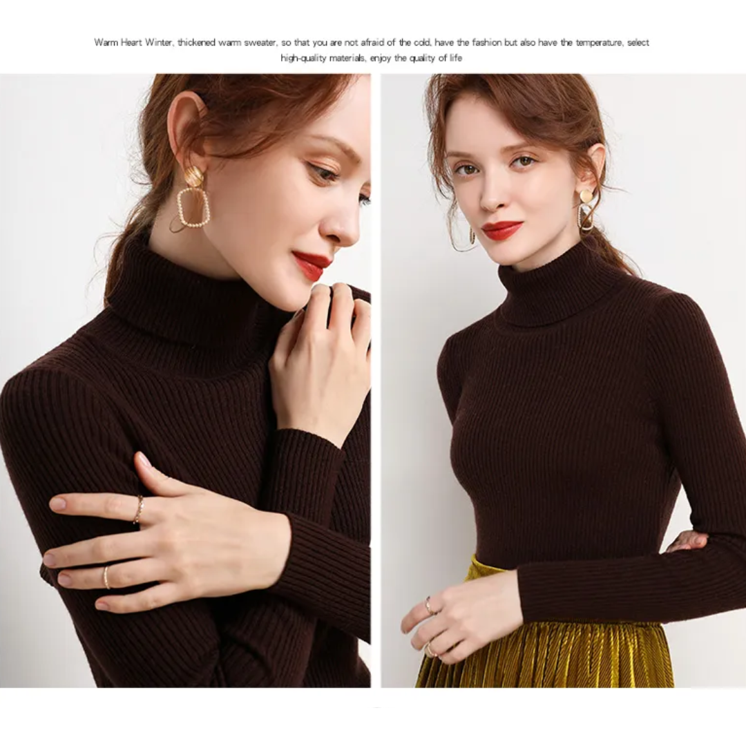 Effen dames coltrui, kasjmierlook, lange mouwen, ideaal voor winterse mode.