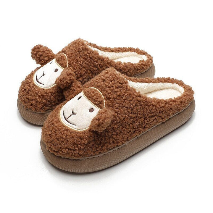 Antislip dames pantoffels met warme schaapvoering en stijlvolle plateauzool.