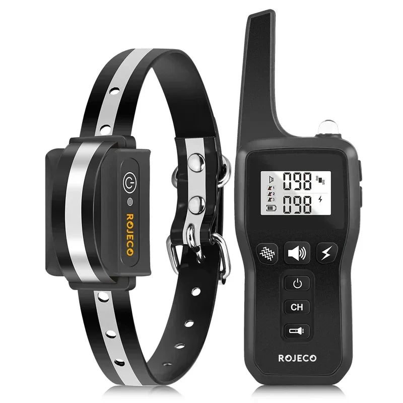 Detail van de duurzame, waterdichte honden trainingshalsband; ideaal voor buiten en corrigerende hondentraining.