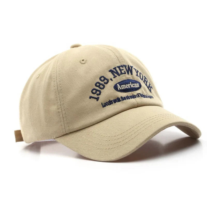 Zomerse heren New York baseballpet van licht katoen, in beige, beschermt tegen de zon en voegt stijl toe.