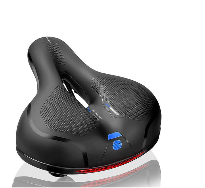 "Comfortabel fietszadel met CloudComfort techniek, zacht en ademend, universele pasvorm, geschikt voor alle fietsmodellen."
