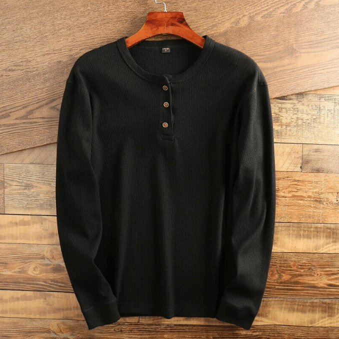 Heren henley shirt met wafelstructuur, comfortabel en stijlvol voor casual mode.
