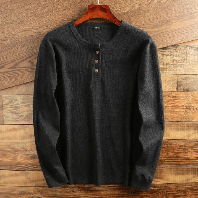 Sportief heren top met wafelstructuur, een comfortabel henley shirt voor mannen.