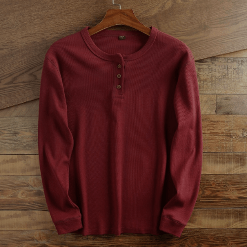 Heren top met wafelstructuur, een sportief en comfortabel henley shirt voor casual mode.