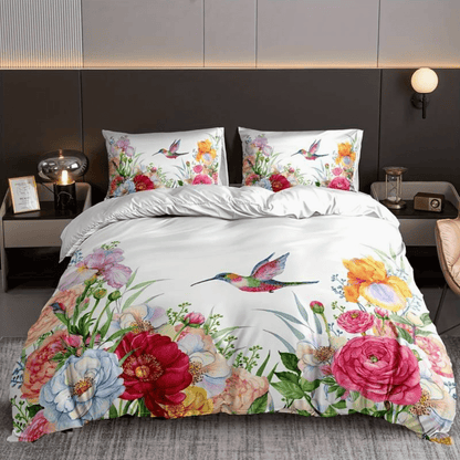 "Comfortabel kleurrijk dekbed met kussenslopen, multicolor patroon, hoogwaardig katoen voor een stijlvolle slaapkamer"