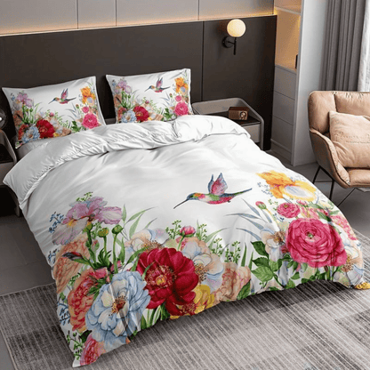 "Comfortabel kleurrijk dekbed met kussenslopen, multicolor patroon, hoogwaardig katoen voor een stijlvolle slaapkamer"