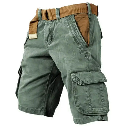 "Comfortabele heren cargo shorts van zacht katoen, met meerdere zakken en verstelbare riem, ideaal voor zomerse activiteiten.