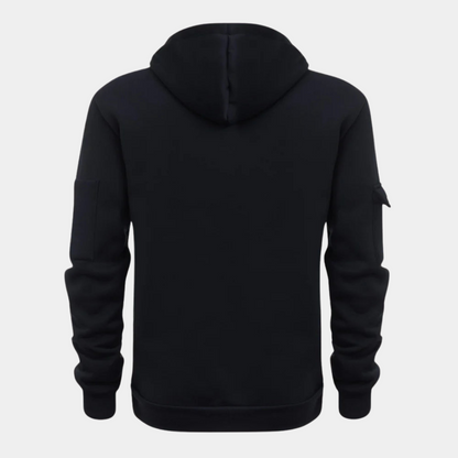 Comfortabele heren hoodie van katoen/polyester, zacht en ademend met ritssluiting en ruime zak voor activiteiten.