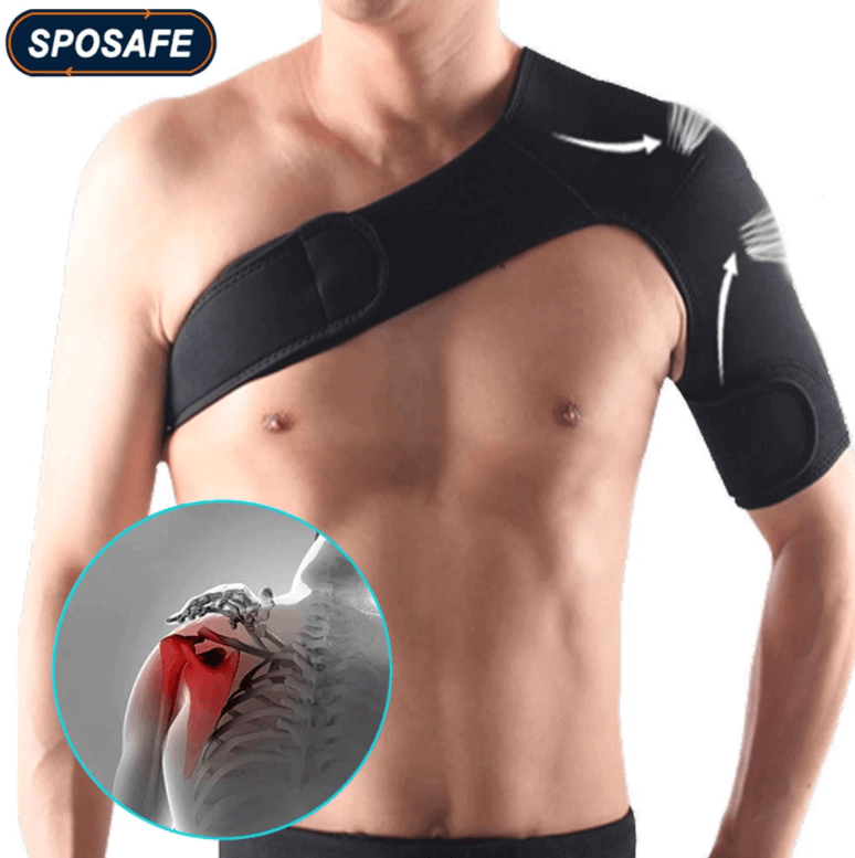 Ademende compressiebrace ter ondersteuning van blessureherstel en stabilisatie van de schouder.